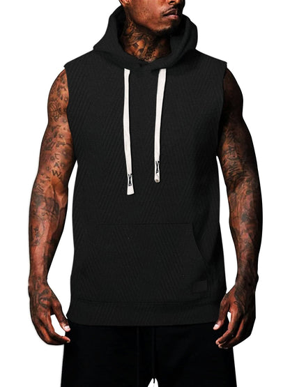 Herren Kapuzenshirt Ärmellos Modern Strukturiert