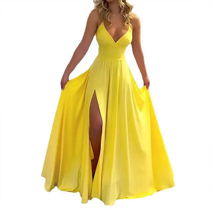 Damen Maxikleid V-Ausschnitt Figurbetonter OberteilSexy Abendkleid