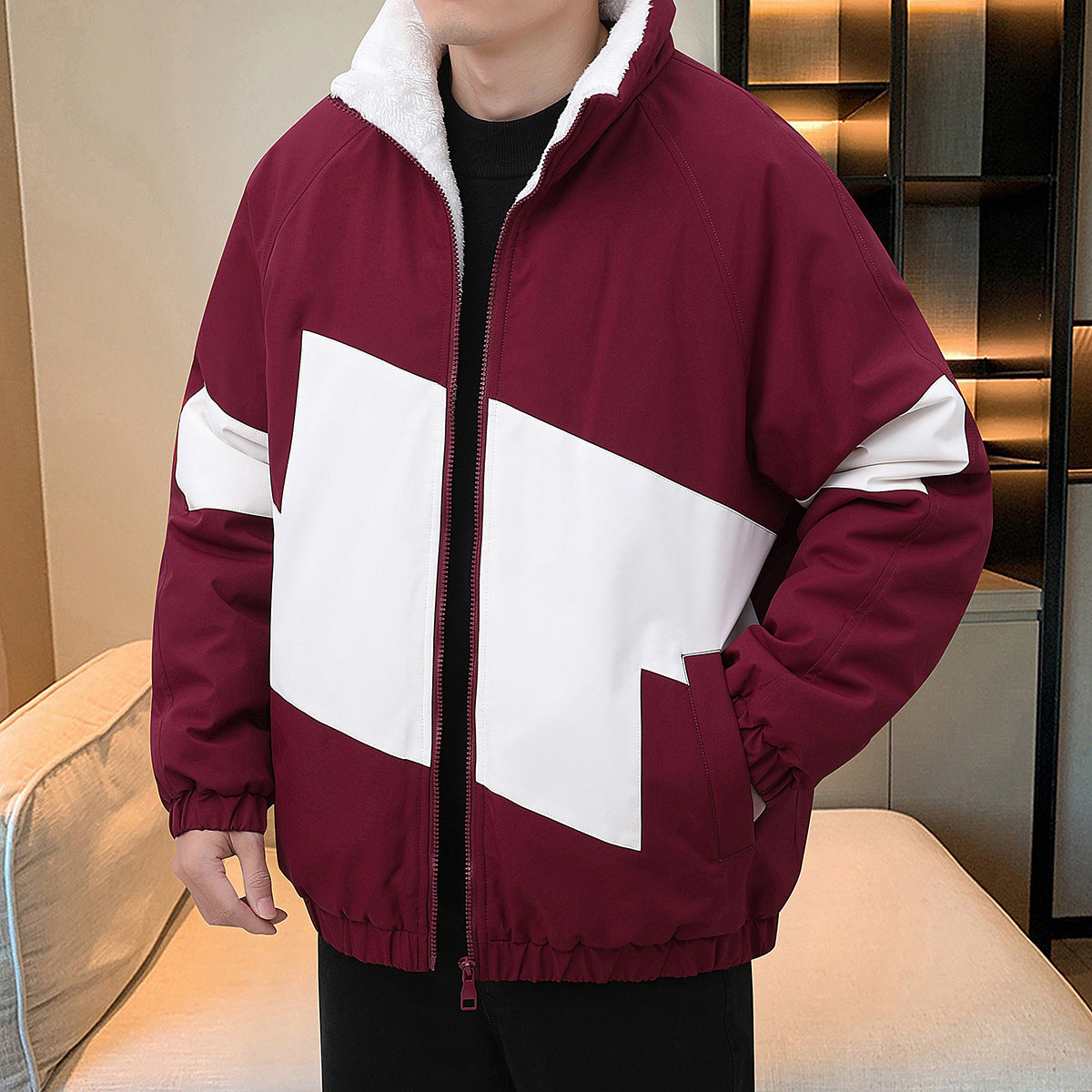 Herren Winterjacke Sportlich Warm Verstellbar Modern