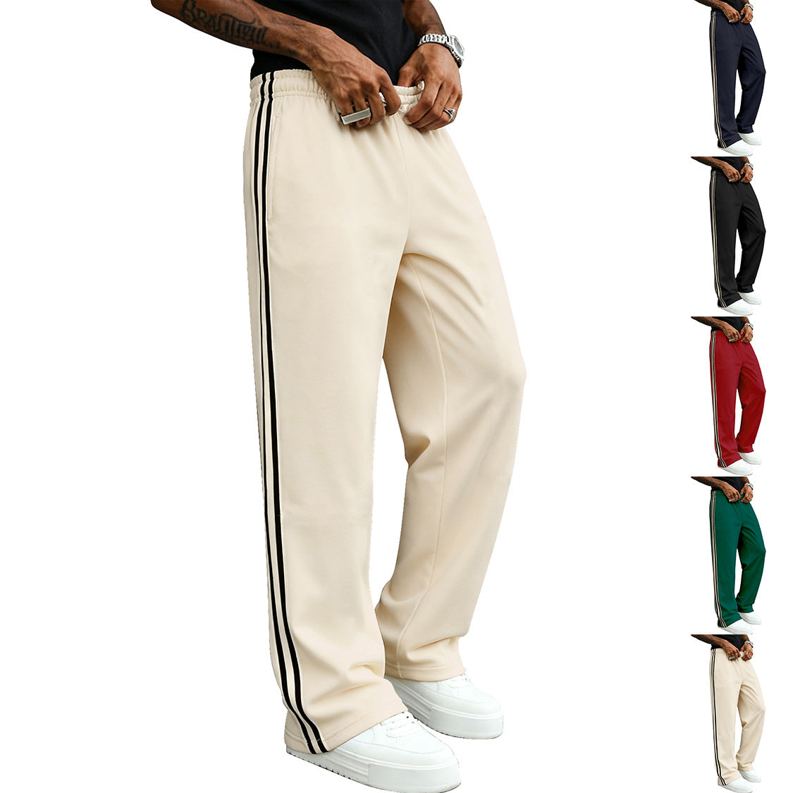 Herren Freizeithose Sportlich Mit Streifen Modern