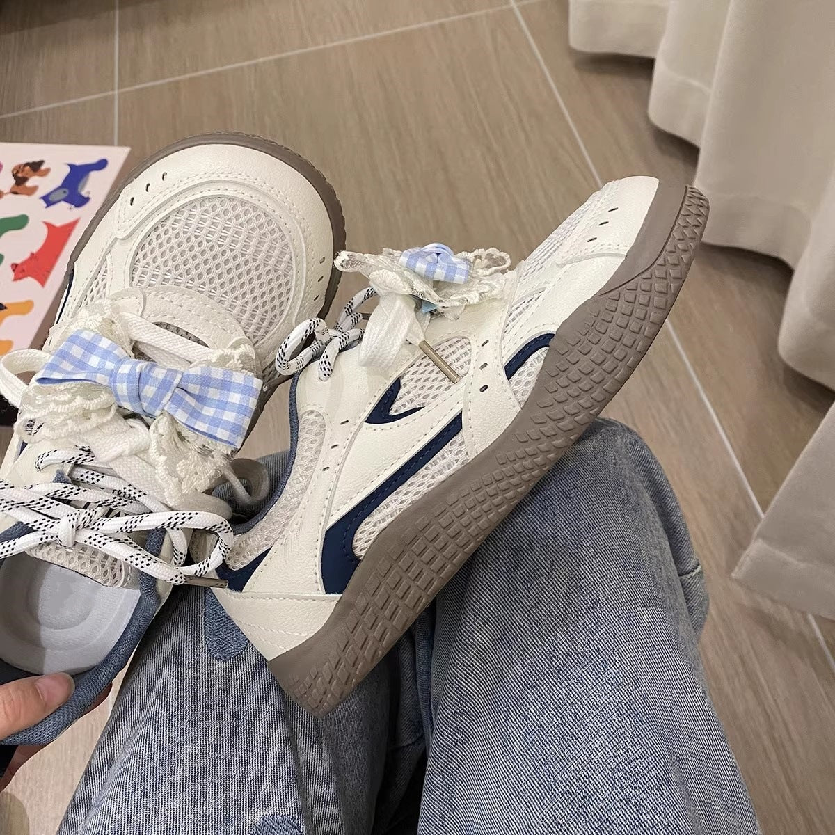 Damen Sneaker Karomuster Atmungsaktiv Sportlich - BerlinGlamour