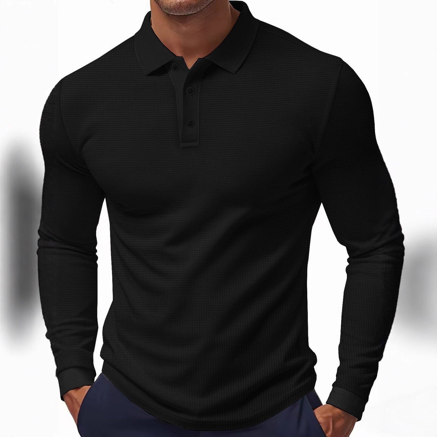 Herren Polohemd Sportlich Langarm Modern
