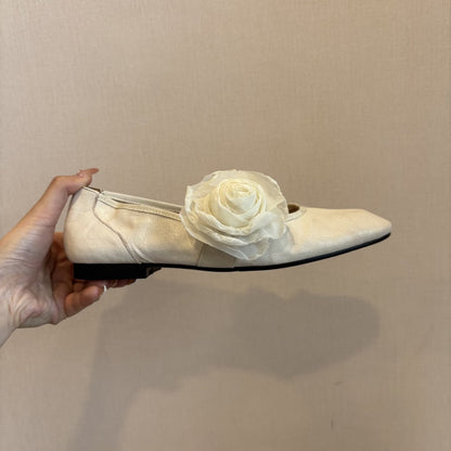 Ballerinas Damen Bequem Blumen Applikation