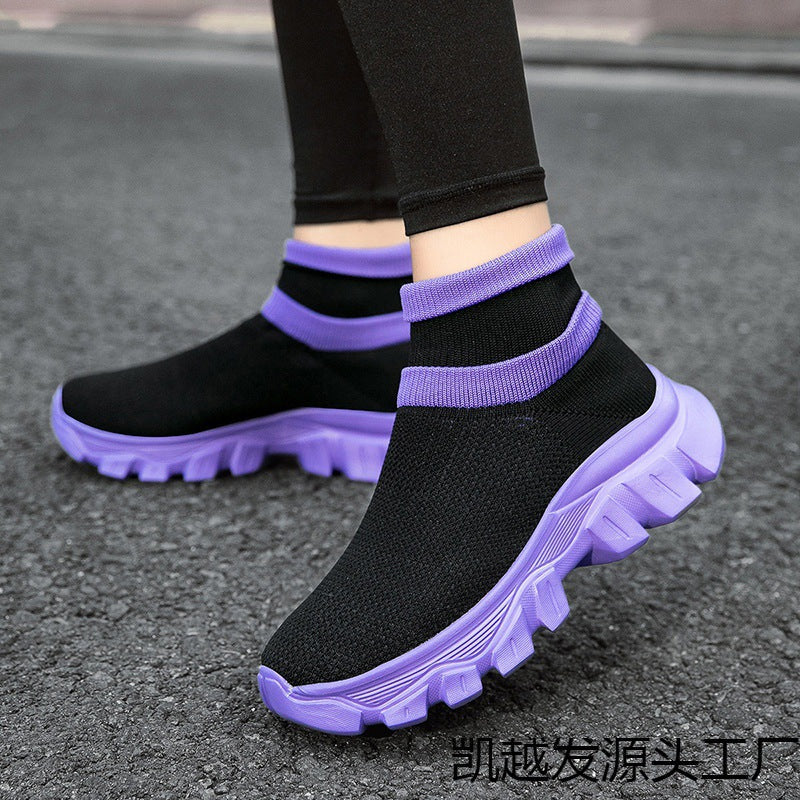 Damen Sneaker Strick Schuhe Bequem Sportlich