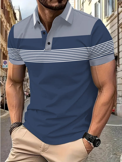 Herren Poloshirt Modern Streifen atmungsaktiv