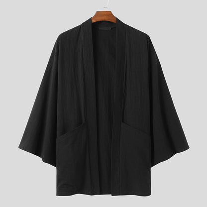 Damen Kimono Jacke Modern Schnitt Mit Taschen