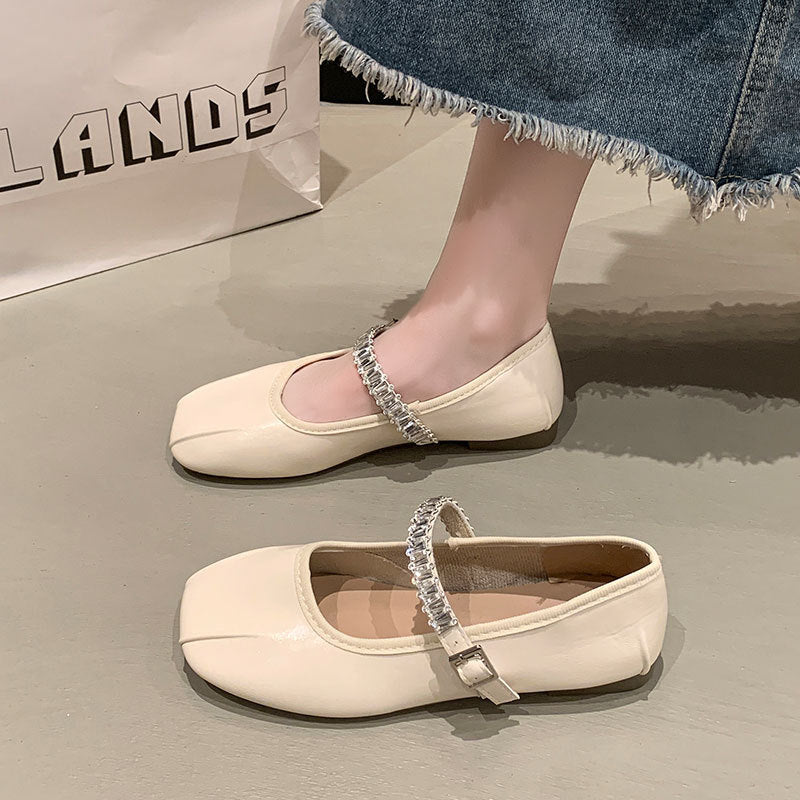 Damen Ballerinas Glitzer Riemen Elegant Schuhe
