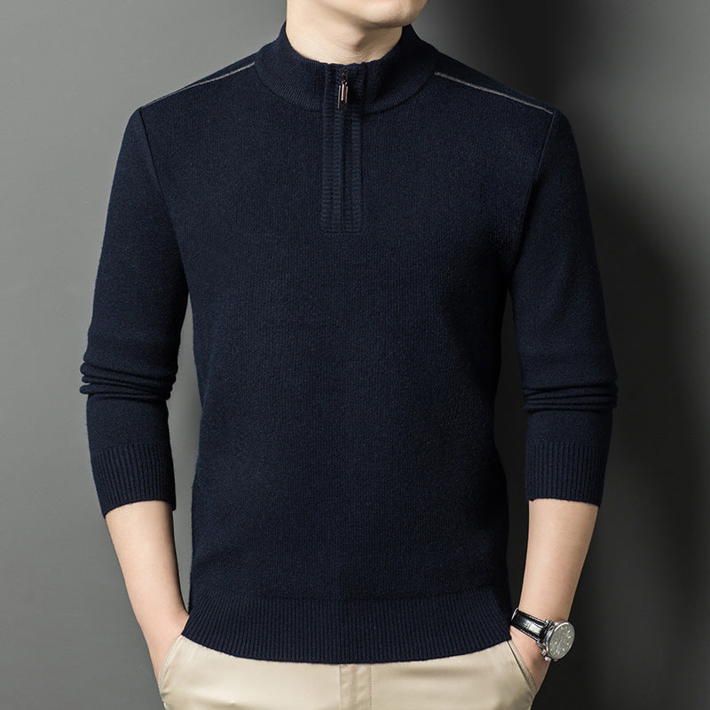 Herren Pullover Stehkragen Eleganter HalbReißverschluss Modern