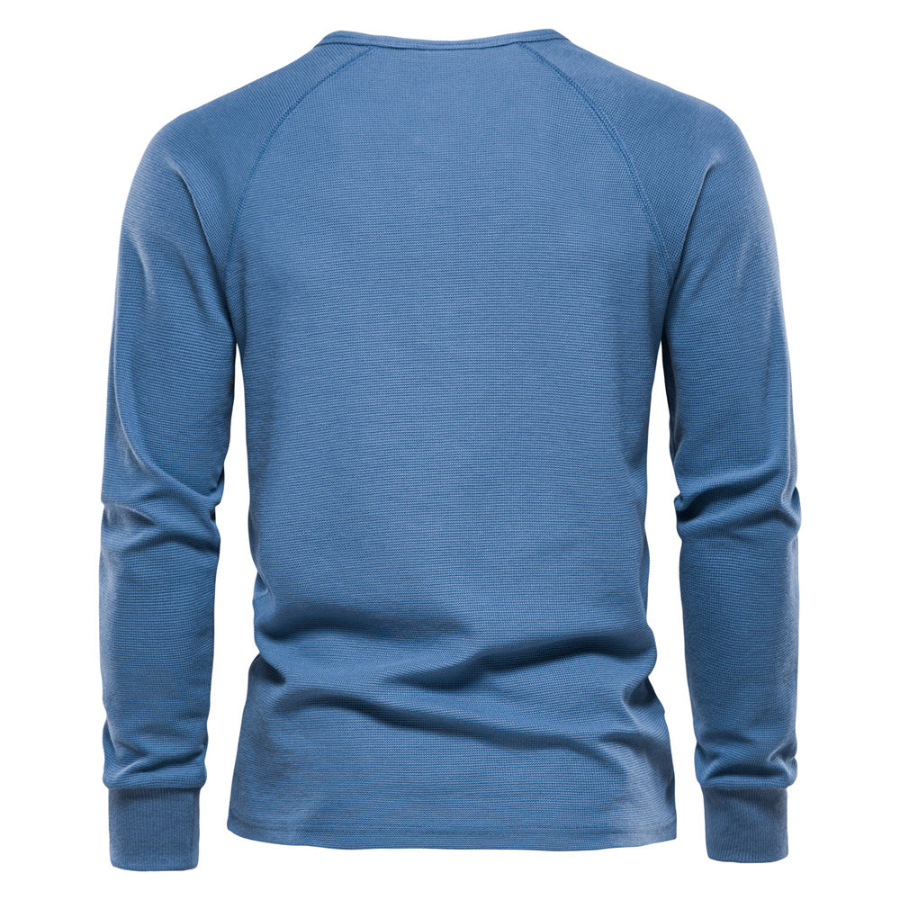 Herren Langarmshirt Modern mit Knopfleiste und Struktur Oberfläche