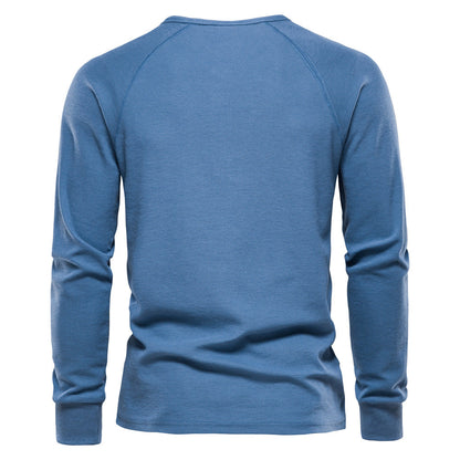 Herren Langarmshirt Modern mit Knopfleiste und Struktur Oberfläche