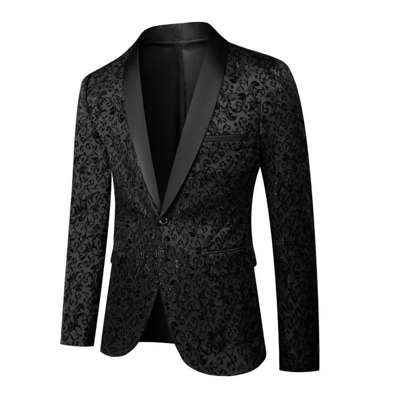 Herren Blazer Smoking Elegant Blumenmuster schwarz