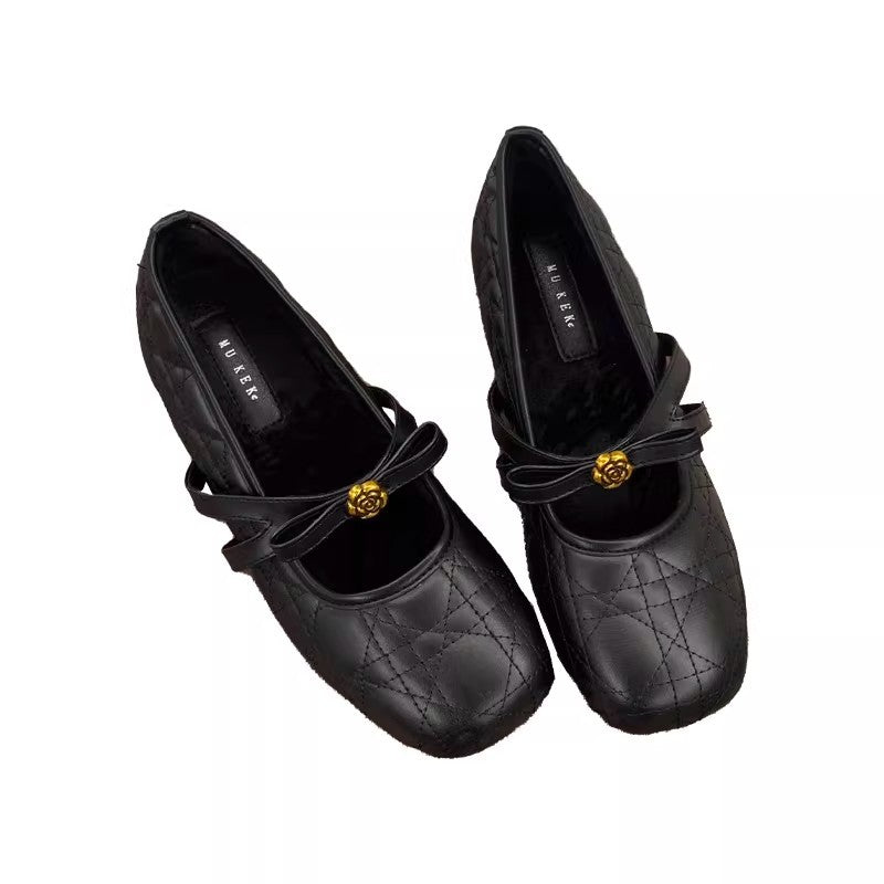Damen Ballerinas Elegante Mid Heel Schuhe mit Riemen