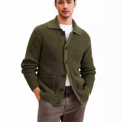 Herren Strickjacke Großrippig Mit Taschen Winter