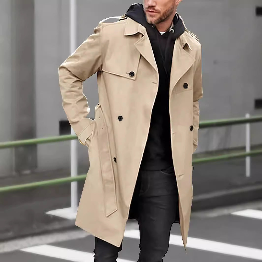 Herren Trenchcoat Klassisch Doppelreißverschluss Große Taschen - BerlinGlamour