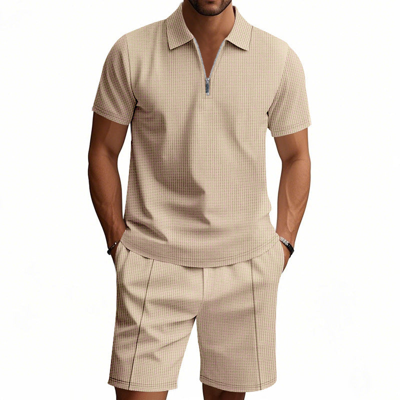 Herren Polo-Set mit Shorts, Modern, Reißverschluss, Elegantes Design
