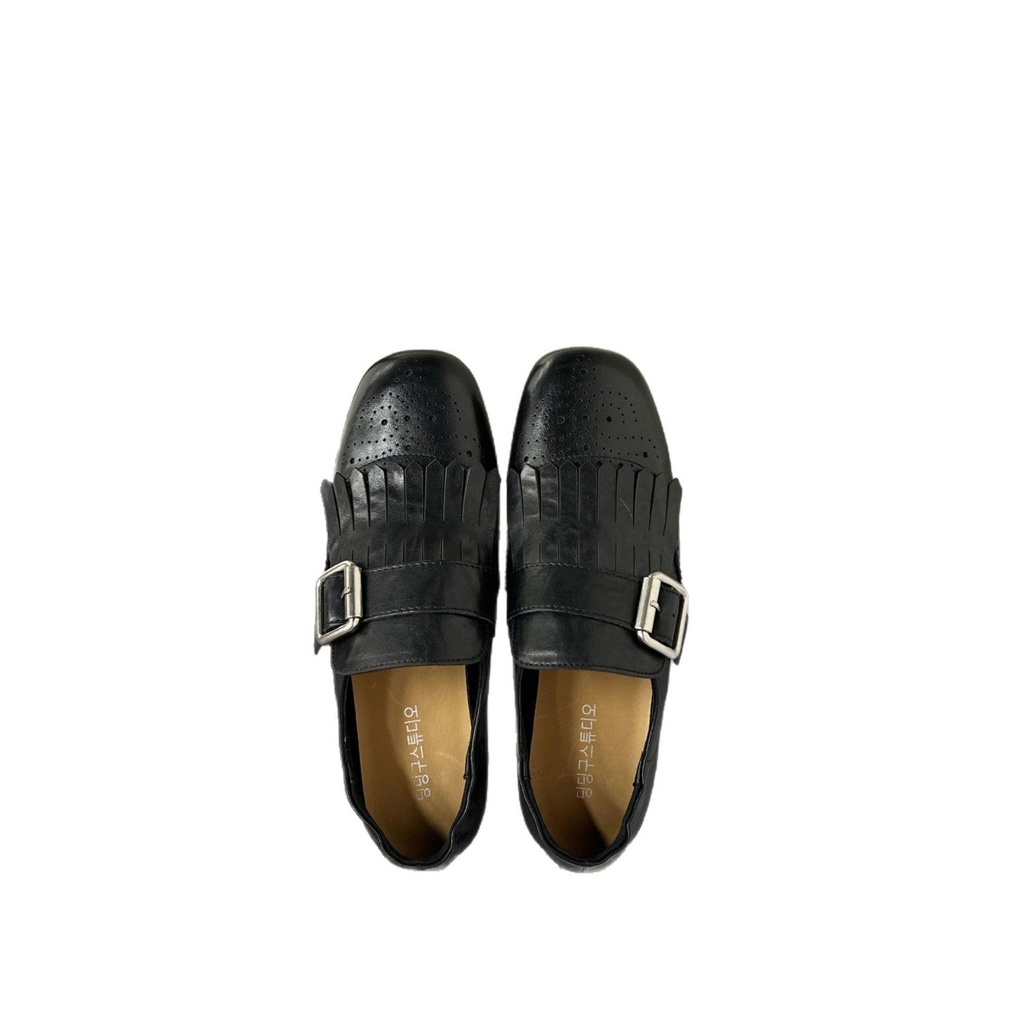 Damen Mokassins Elegante Fransen Design Schnalle Schuhe