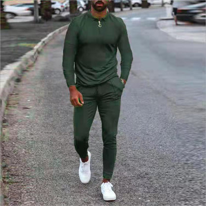 Herren Sportset Hose Oberteil mit Reißverschluss Elastisch Modern