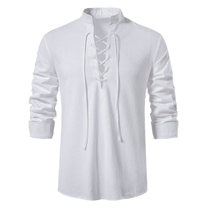 Herren Langarmshirt Modern Stehkragen Lässig Elegant