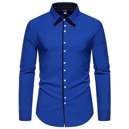 Herren Langarmhemd Elegant Mit Kontrastkragen Modern
