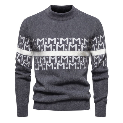 Herren Pullover Strick Zopfmuster Stehkragen Modern