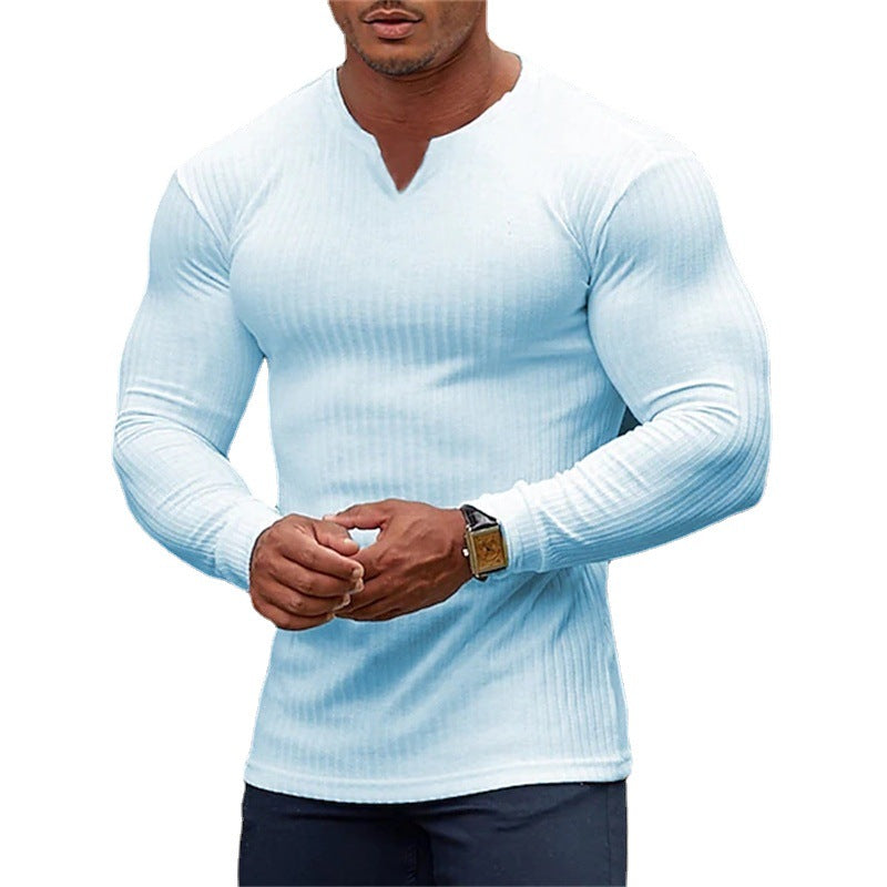 Herren Langarmshirt V-Ausschnitt Modern Style