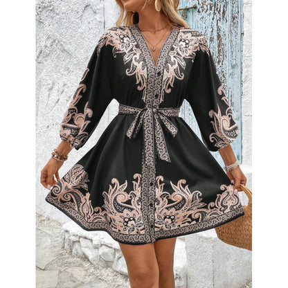 Kleid Damen A-Linie Bestickt Mini Sommerkleid Chic