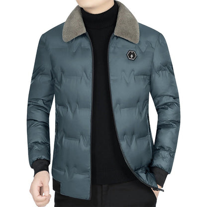 Herren Daunenjacke Leicht Warm Pelz Kragen