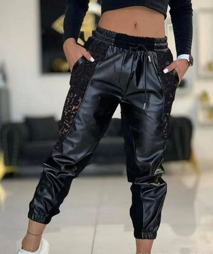 Damen Jogginghose Elastisch Mit Spitzeinsätzen