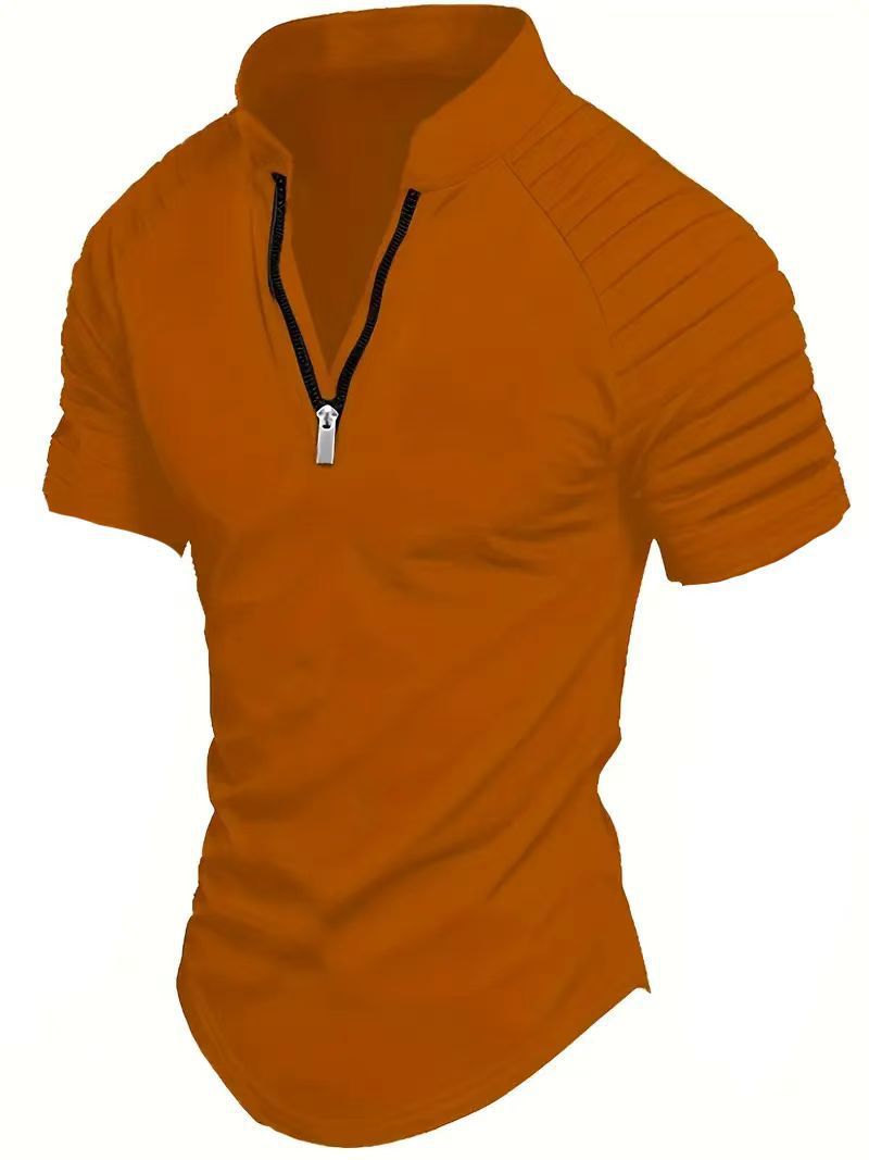 Herren Sportshirt Kurzarm Zip Modern