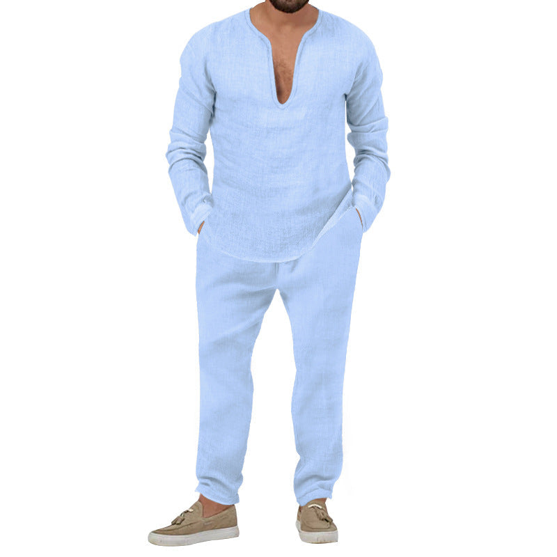 Herren Freizeitanzug Modern mit Henley-Ausschnitt und Jogginghose Bequem