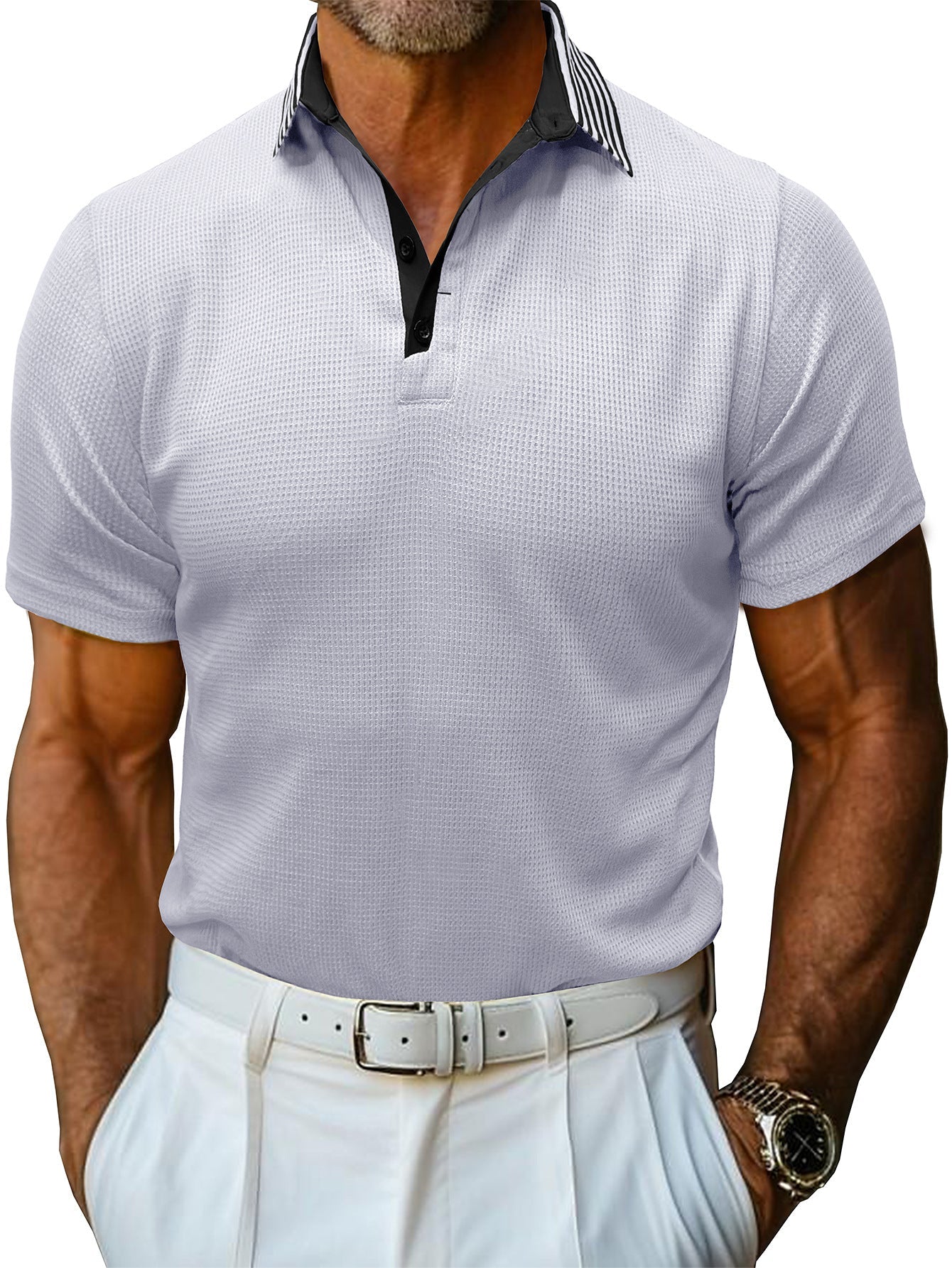 Herren Poloshirt Atmungsaktiv Strukturiert Modern