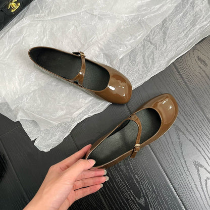 Damen Ballerinas Elegante Mary Jane Schuhe Mit Riemenverschluss