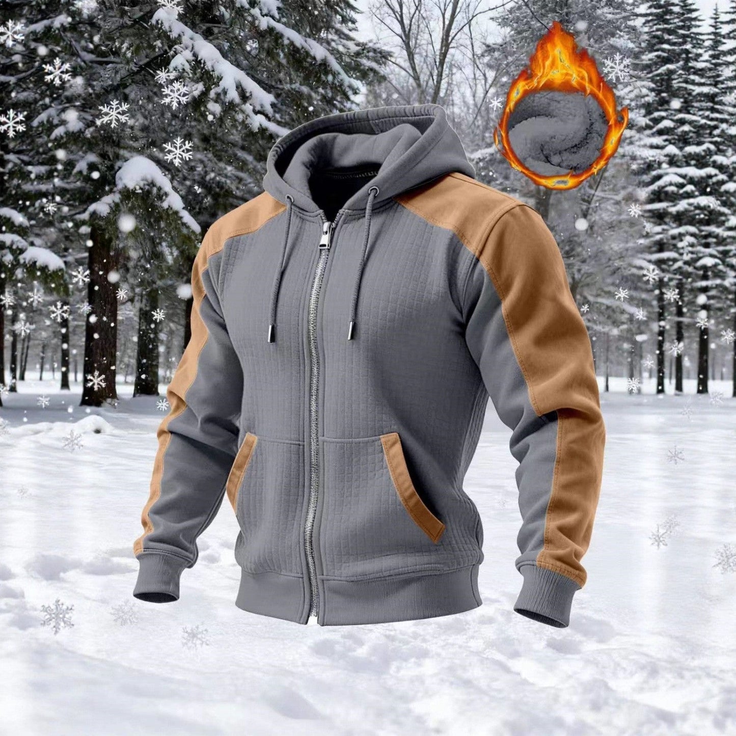 Herren Kapuzenpullover Modern mit Kontrastärmeln