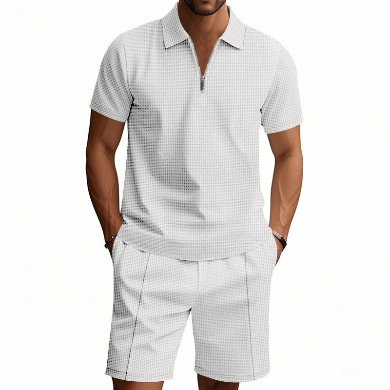 Herren Polo-Set mit Shorts, Modern, Reißverschluss, Elegantes Design