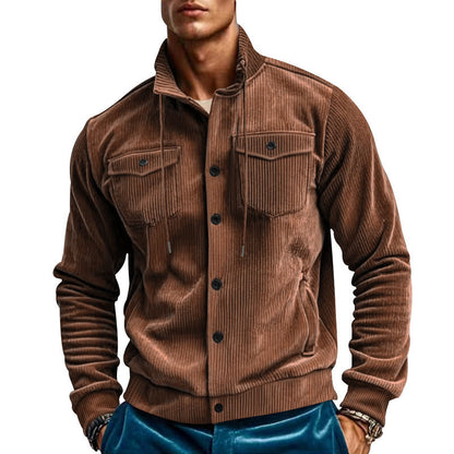 Herren Kordjacke Stylisch Verstellbar Mit Brusttaschen