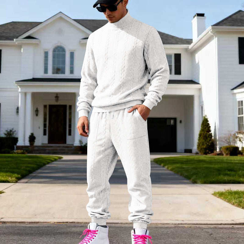 Herren Strickpullover Rollkragen Bequem mit Sweatpants Sportlich