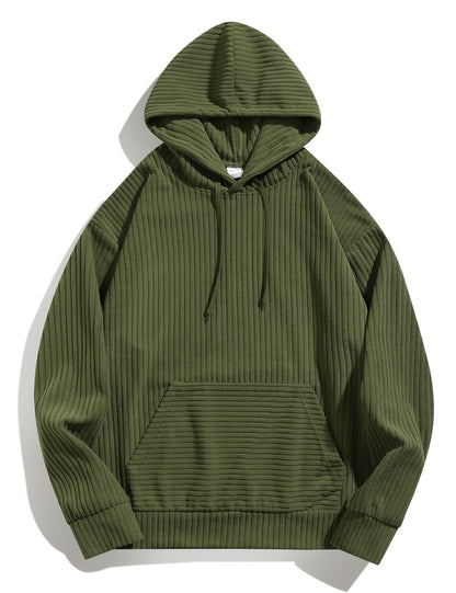 Herren Hoodie Freizeit Kapuze Rippstruktur Kängurutasche