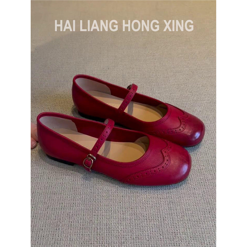 Damen Ballerinas Bequem Riemenverschluss Comfort Schuhe