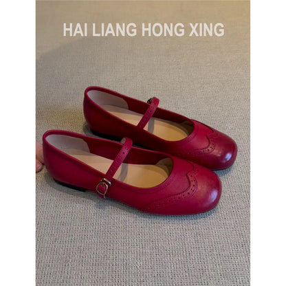 Damen Ballerinas Bequem Riemenverschluss Comfort Schuhe