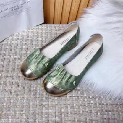 Damen Ballerinas Glänzend Falten-Design Modisch