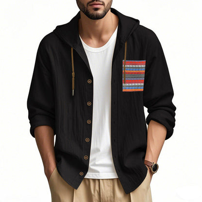 Herren Kapuzenshirt Modern mit Knopfleiste und Stylishem Design