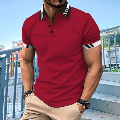 Herren Polohemd Kurzarm Modern Kontrastbesatz