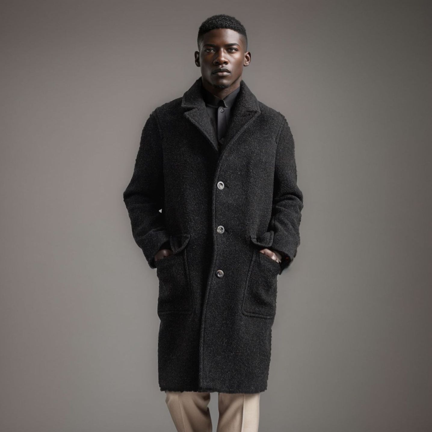 Herren Lammfellmantel Eleganter Wintermantel Lang