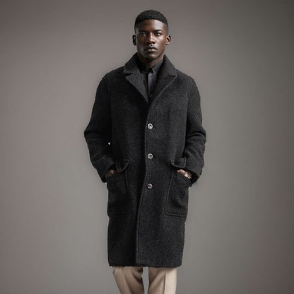 Herren Lammfellmantel Eleganter Wintermantel Lang