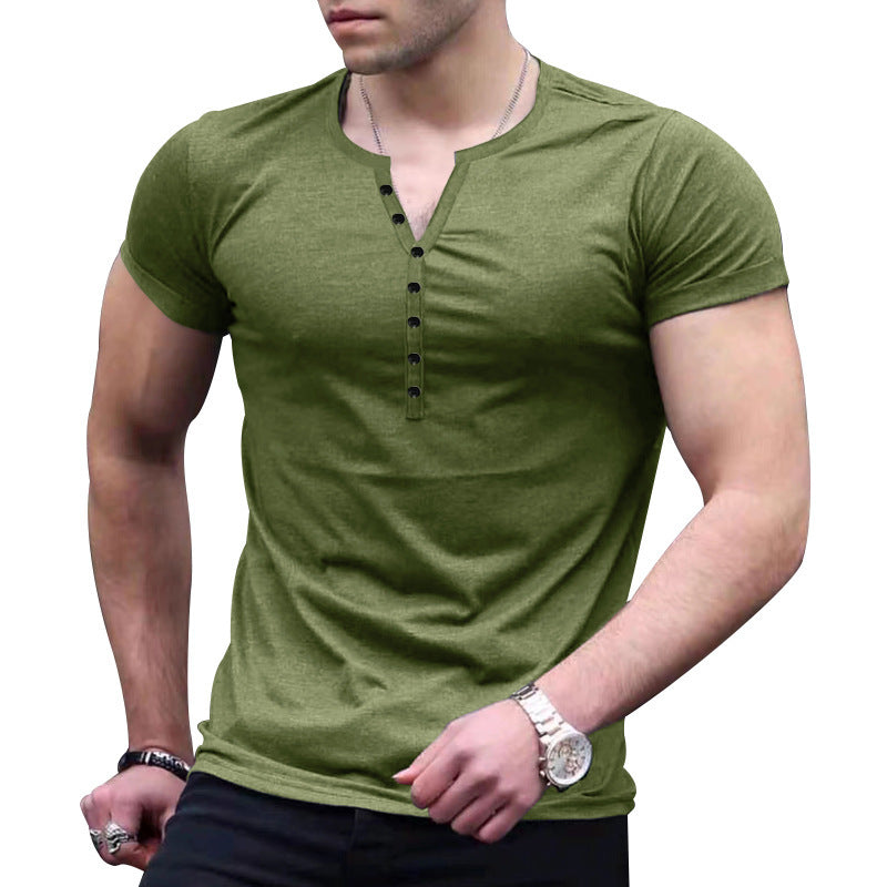 Herren T-Shirt Kurzarm Henley Freizeitstyle
