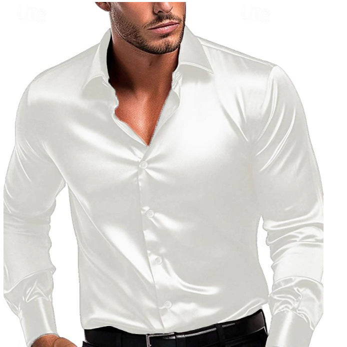 Herren Langarmhemd Glänzend Elegantes Business - BerlinGlamour