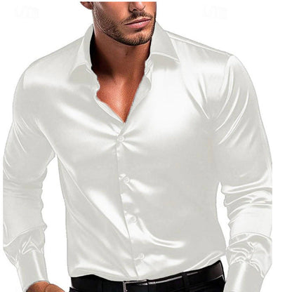 Herren Langarmhemd Glänzend Elegantes Business - BerlinGlamour
