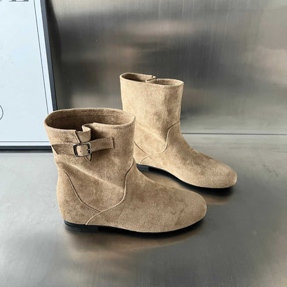 Damen Stiefeletten Weiches Wildleder Schnallenverschluss Elegant