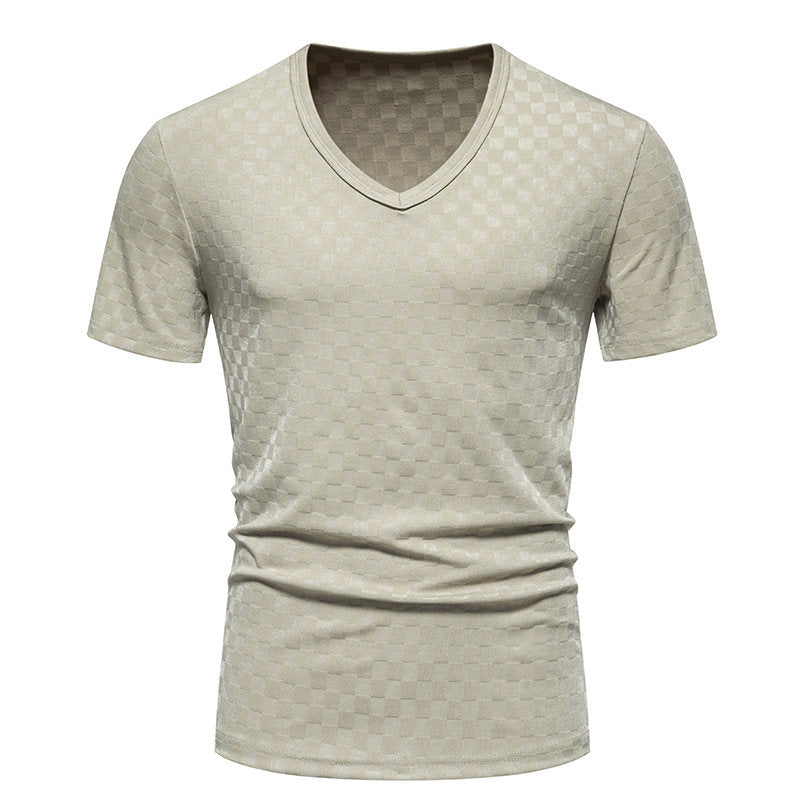 Herren T-Shirt V-Ausschnitt Strukturiert Trendig Modern