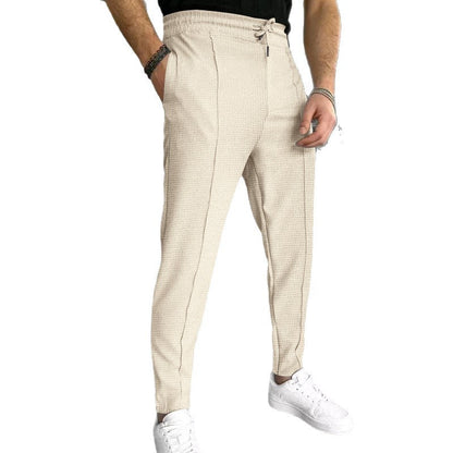 Herren Hose Modern Elastisch Strukturiert Hochbund